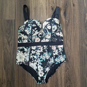 💙 City Chic Floral Vintage Inspired One Piece Swimsuit Size 18 C/D